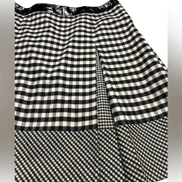Tristan checkered flared skirt, pleather waistband  detail, Medium - Picture 2 of 7